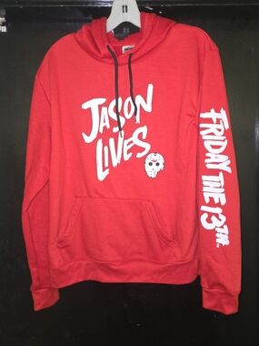 Jason Lives Red Graphic Hoodie - Friday The 13th